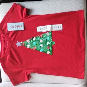 Girl Christmas sequence Tree T-shirt Sizes (4-5)